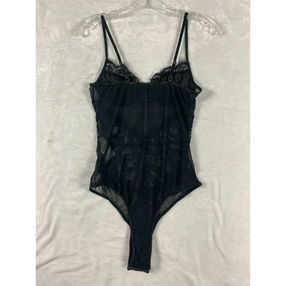 NWOT Kaei & Shi Bodysuit Lace Sz M Black Mesh Goth Romantic Boudoir Date Night